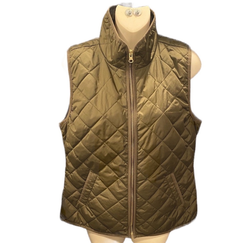 Old Navy Army Olive Green Quilted Zip Vest